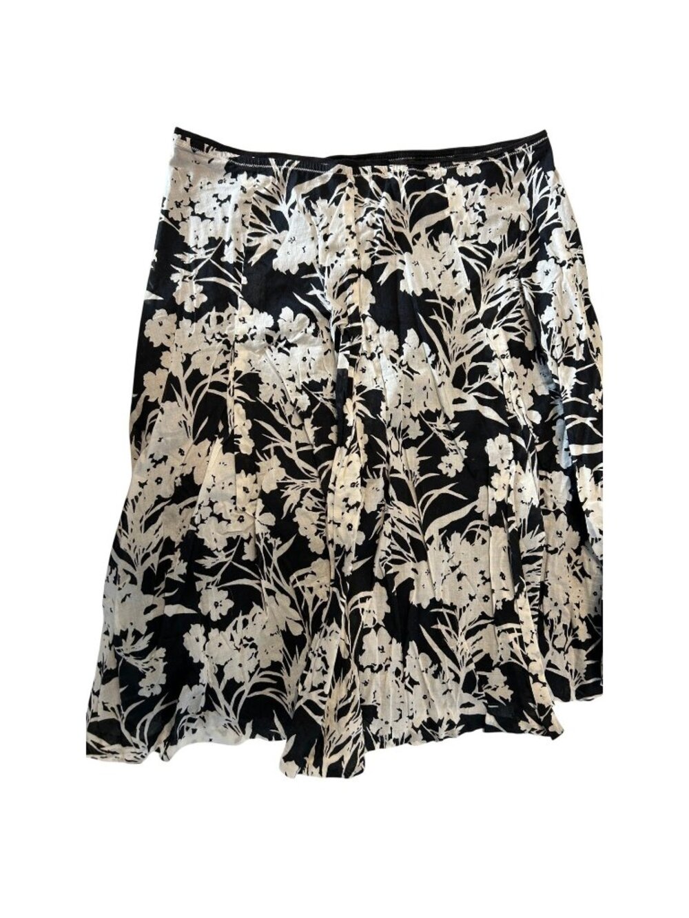 Banana Republic Floral Mini Skirt Size 6 Black White Side Zip Casual Summer